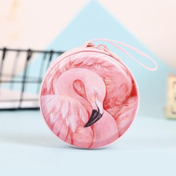 Mini Case for Headphone Flamingo Pattern
