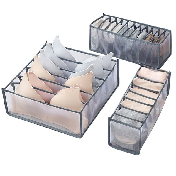 Dormitory closet organizer for socks home separated underwear storage box 7 grids