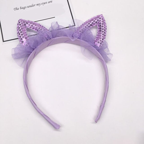Shiny Sequins Cat Ears Headband for Girl Manual Cat Ears