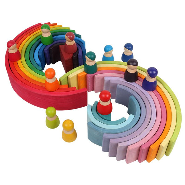 Baby Large Rainbow Stacker Stacking Waldorf Dolls Games Kids Creative Building Blocks