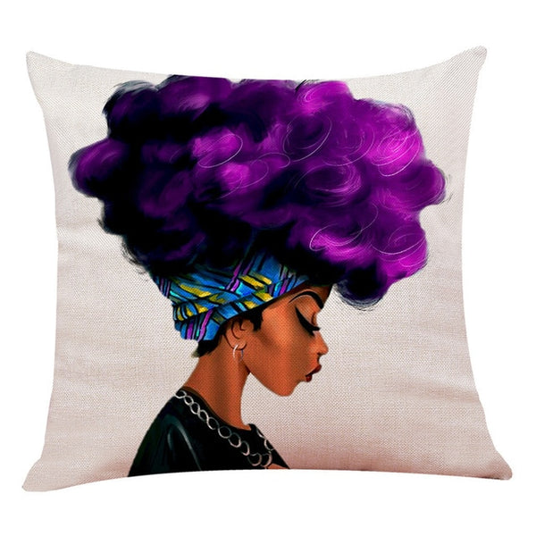 African Girl Lady Oil Painting Throw Pillow Case