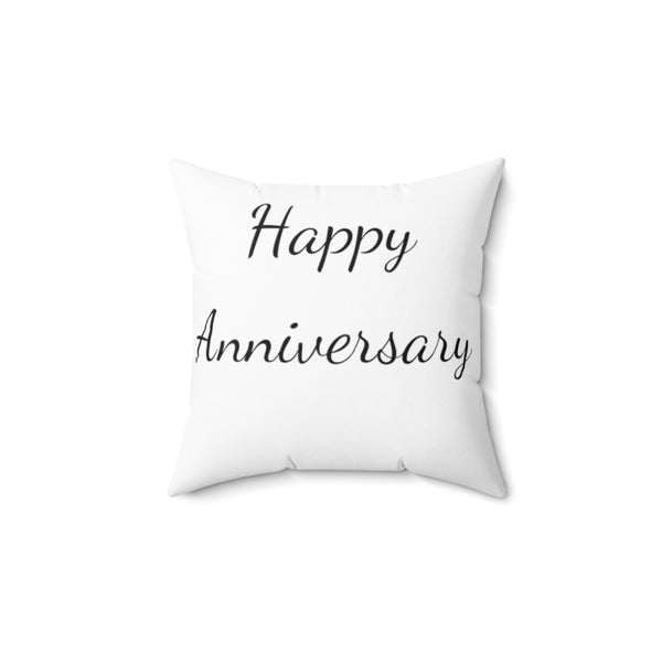 SOFT POLYESTER HAPPY ANNIVERSARY PILLOW FOR HIM AND FOR HER - DECORATIVE SQUARE PILLOW FOR COUPLES, WEDDING ANNIVERSARY- ROMANTIC HOME DECOR PILLOW FOR LIVING ROOM