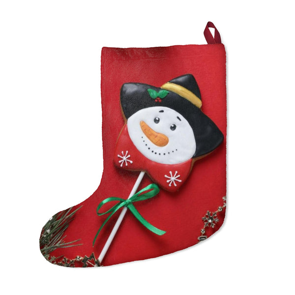 Christmas Stocking Holiday Decorations - Snowman Star Ginger Bread Stockings With Twill Ribbon Hanging Loop