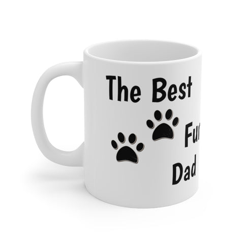 The Best Fur Dad Print Ceramic Mug - White Glossy Decorative Mug Gift for Father's Day and Dad's Birthday - Simple Design Versatile Microwavable Safe Mug - 11oz