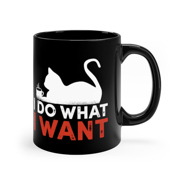 Fashions Cat Black Ceramic Mug - 11oz Coffee Mugs - Cute Pet Cup for Animal Lovers - Cool Themed Cat Mom Gag – Perfect for Christmas and Birthdays – I Do What I Want