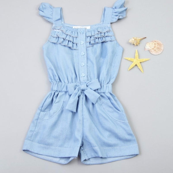 Toddler's Bow knot Ruffle Sleeveless Jumpsuit