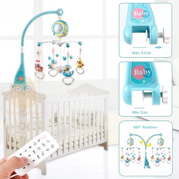 Baby Rattles Crib Mobiles Toy Holder Rotating Mobile Bed Bell Musical Box Projection 0-12 Months