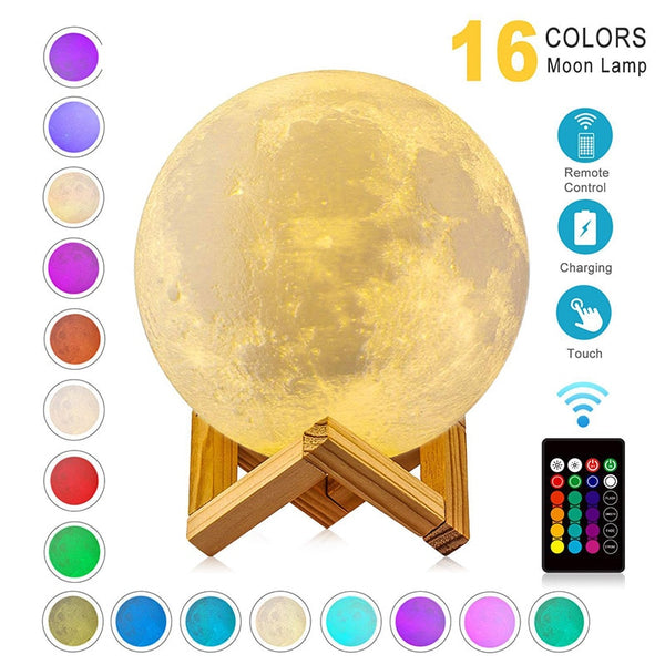 Creative 3D Moon Lamp | 16 Colors