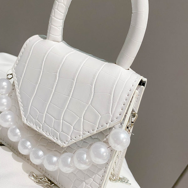Oeak Pearl Handle Super mini Design PU Leather Shoulder Bags For Women