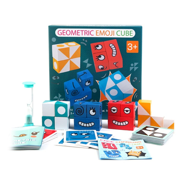 Children Wooden Expression Puzzled Magic Cube Building Blocks Montessori Educational Toys