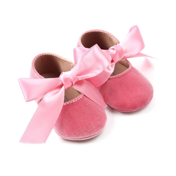 Toddler Baby Girl Soft PU Shoes Bow Bandage Infant Princess Prewalker 0-18M New