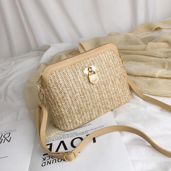 Summer Straw Crossbody Bags For Women 2021 Handmade Woven PU Leather Boho Bag