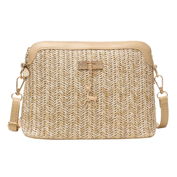 Summer Straw Crossbody Bags For Women 2021 Handmade Woven PU Leather Boho Bag