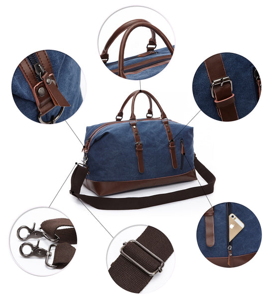 Canvas Leather Men Travel Bags Carry On Luggage Bag Men Duffel Bag Handbag Travel Tote Large Weekend Bag Dropshipping