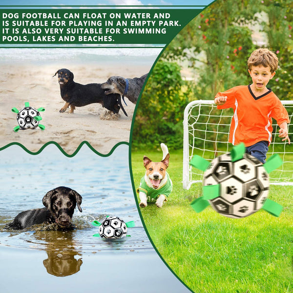 Dog Toys Interactive Pet Football Toys with Grab Tabs Dog Outdoor training Soccer Pet Bite Chew Balls