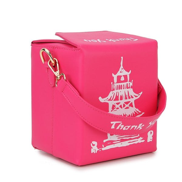 Chinese Takeout Box Purse Pu Leather Women Handbag Fashion Crossbody Bag