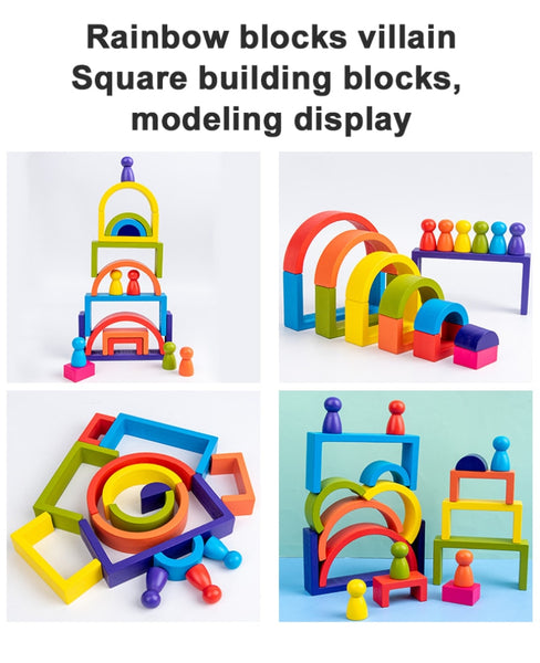 Baby Building Blocks Large Size Rainbow Stacker Wooden Toys