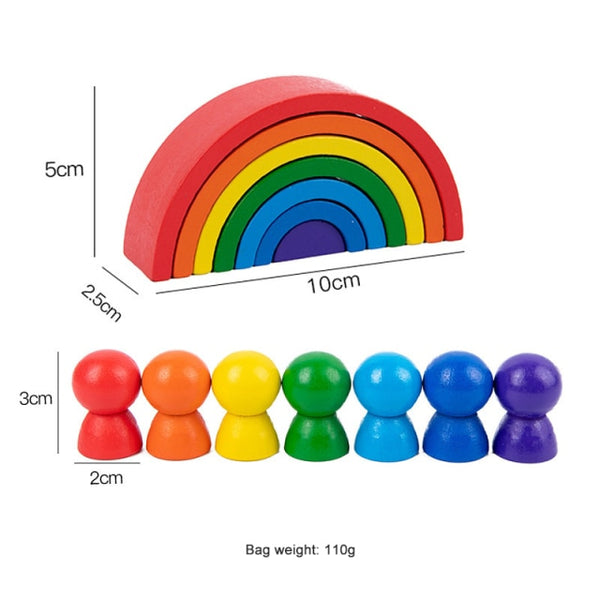 Baby Building Blocks Large Size Rainbow Stacker Wooden Toys