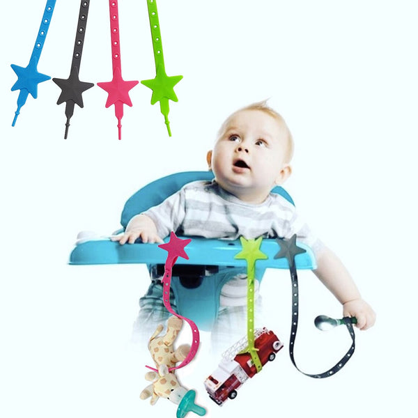 Non-toxic Baby Star Pacifier Chain Strap Silicone Stroller Hook Baby Stroller Toy Holder for Infant