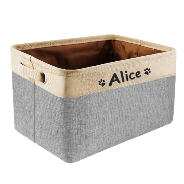 Personalized Dog Toys Storage Baskets Foldable Canvas Pet Toys Storage Box For Dogs Cats