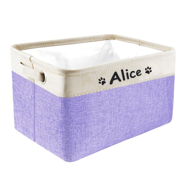 Personalized Dog Toys Storage Baskets Foldable Canvas Pet Toys Storage Box For Dogs Cats