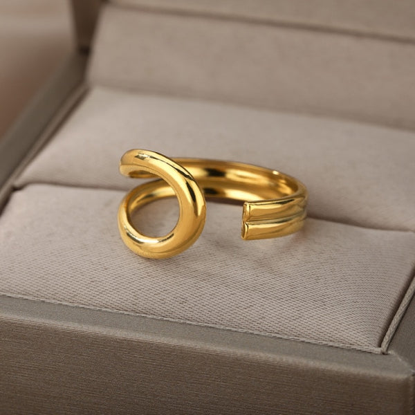 Vintage Opal Rings For Women Stainless Steel Sun Rings Moonstone Ring