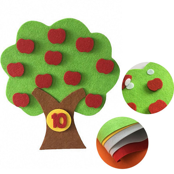 Kids Montessori Toys DIY Non-woven Apple Tree Numbers Counting Toy Math Toy