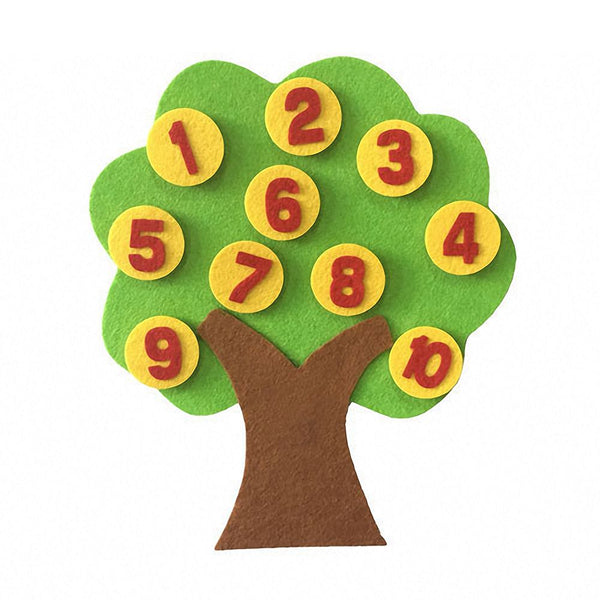 Kids Montessori Toys DIY Non-woven Apple Tree Numbers Counting Toy Math Toy