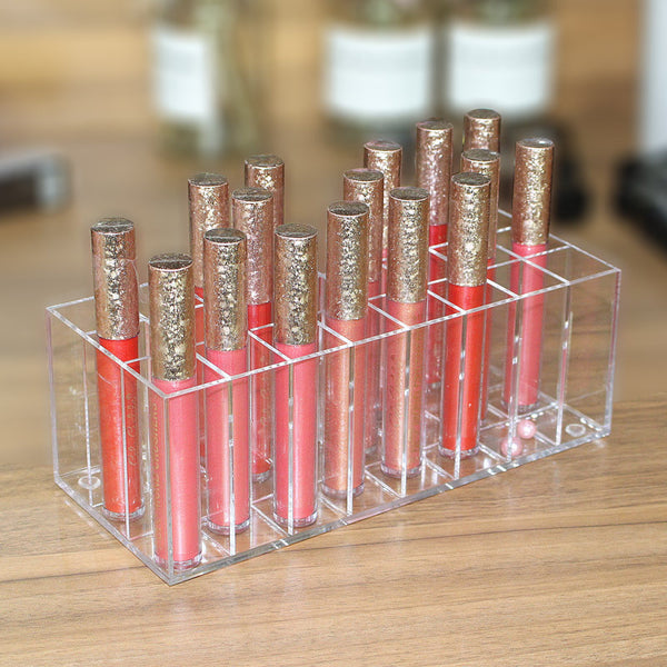 Acrylic Lip Gloss Holder 24 Slots Lipstick Box Display Stand Sundry Storage Box Cosmetic Makeup Organizer