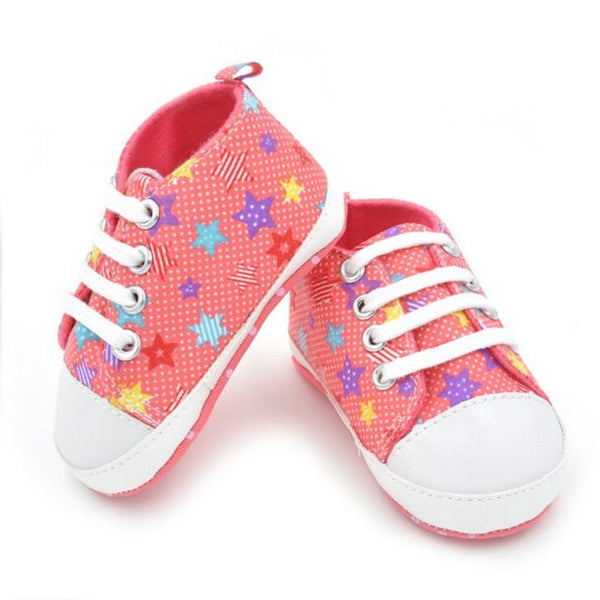 Casual Baby Rainbow Plaid Star Cotton Crib Shoes Soft Sole Prewalker Anti-Slip Shoes