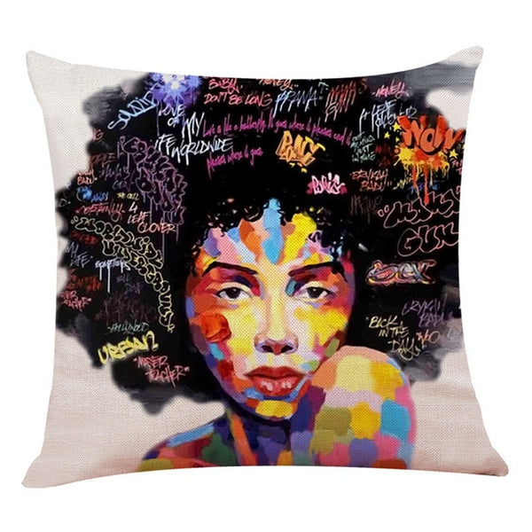 African Girl Lady Oil Painting Throw Pillow Case
